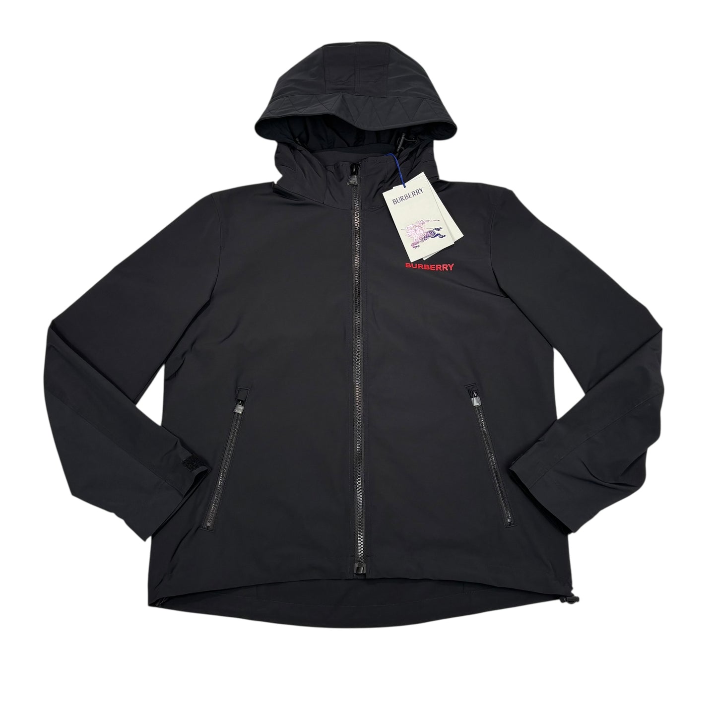 Burberry Black with Red Printed Spell-Out Logo Jacket