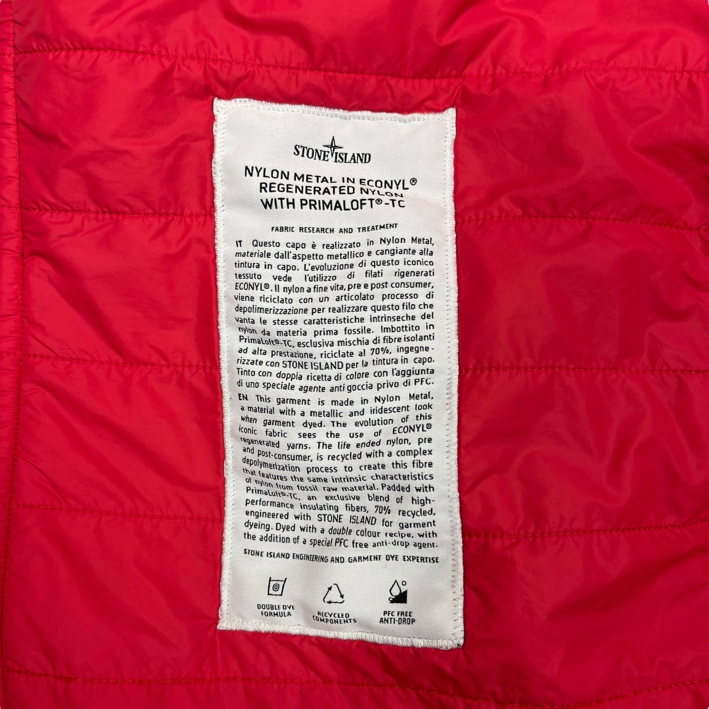 Stone Island Red in Econyl Regenerated Nylon with Primaloft-TC