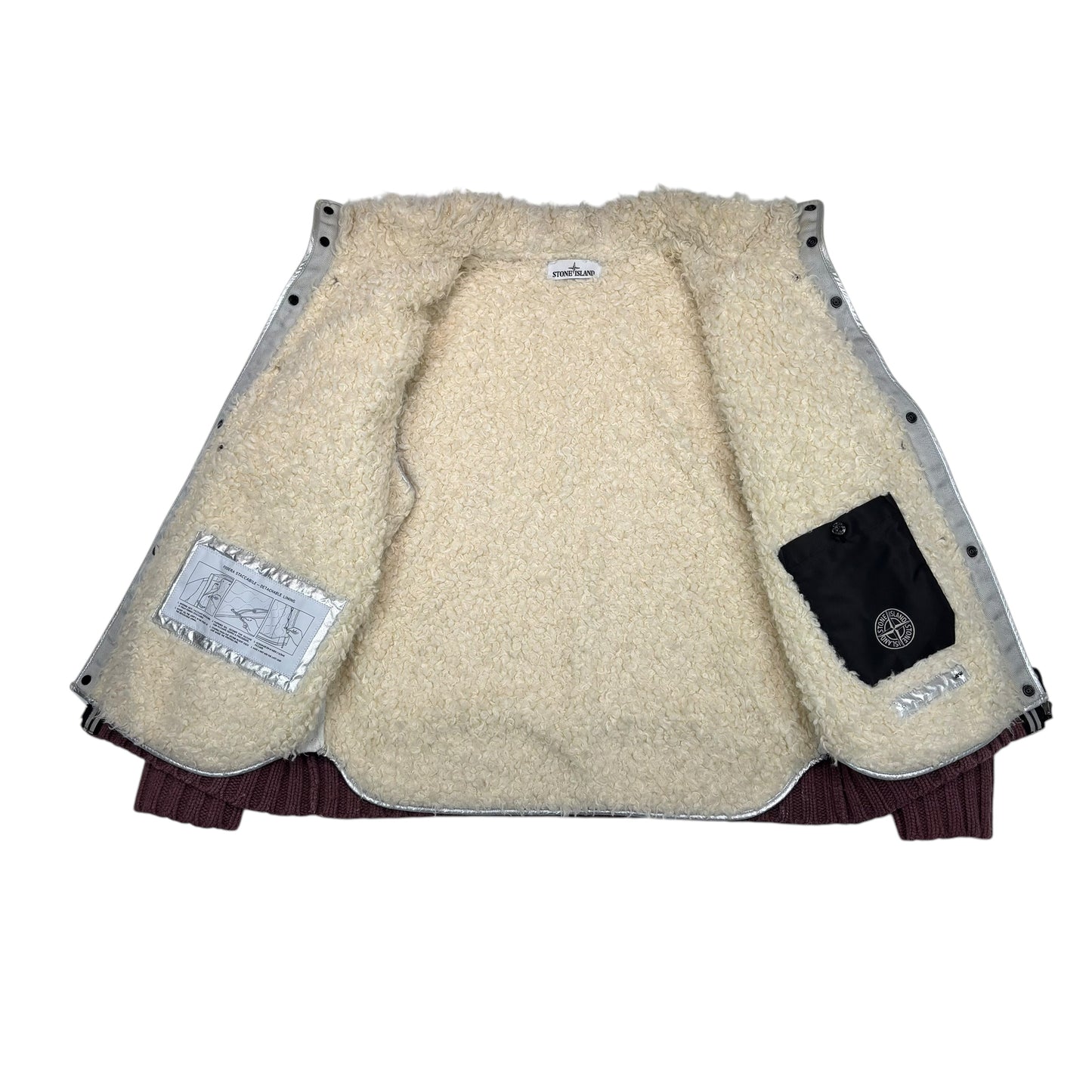 Stone Island Burgundy Fodera Staccabile Woollen Jacket