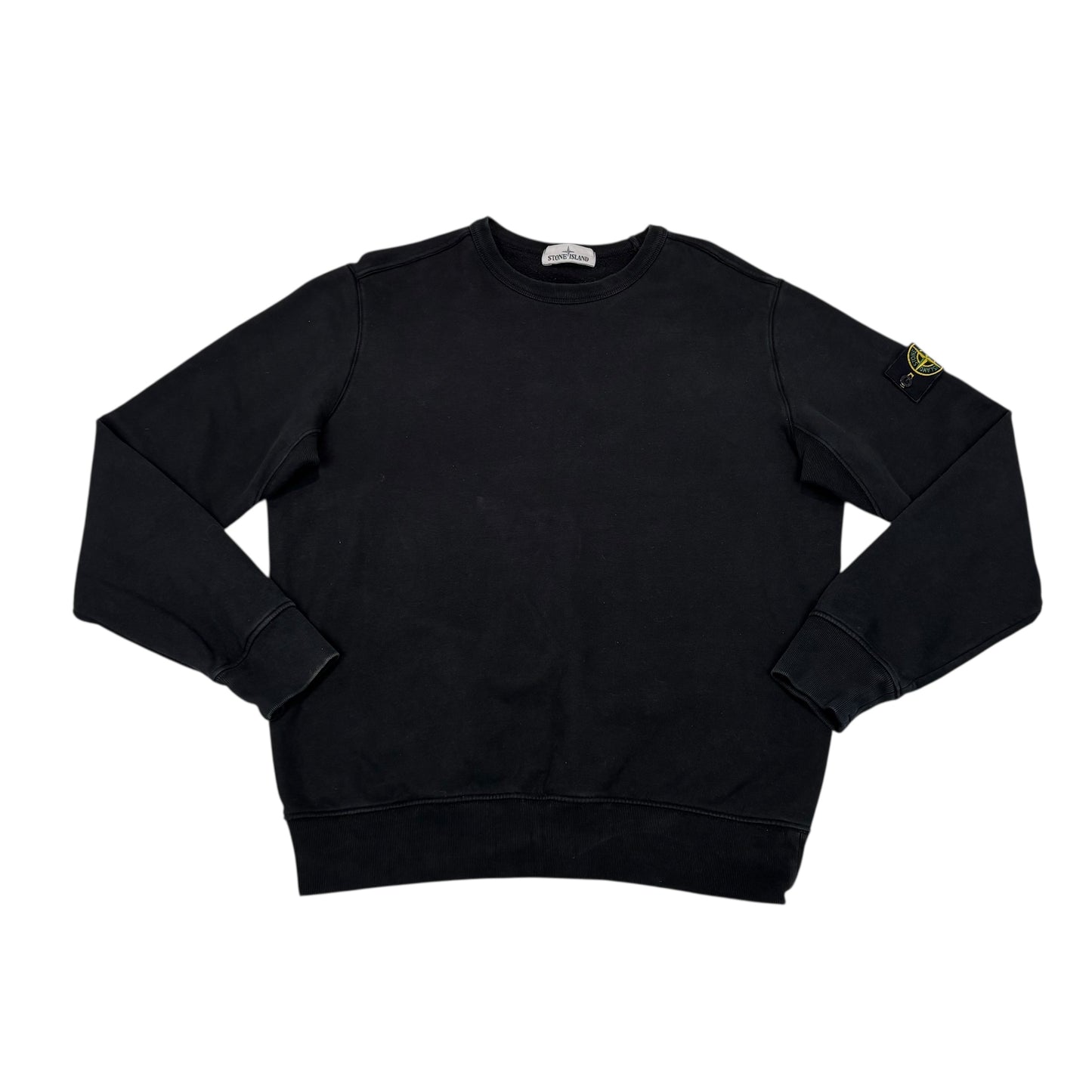 Stone Island Black Compass-Patch Crewneck Jumper