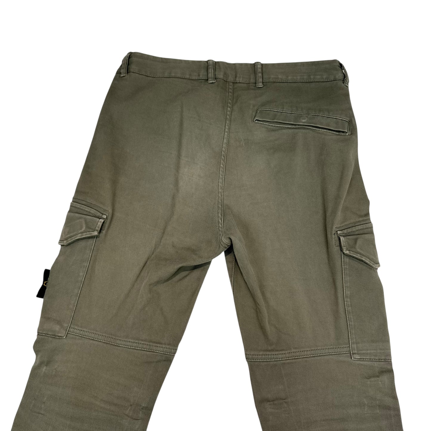 Stone Island Green Diagonal Cotton Compass-Patch Cargo Trousers