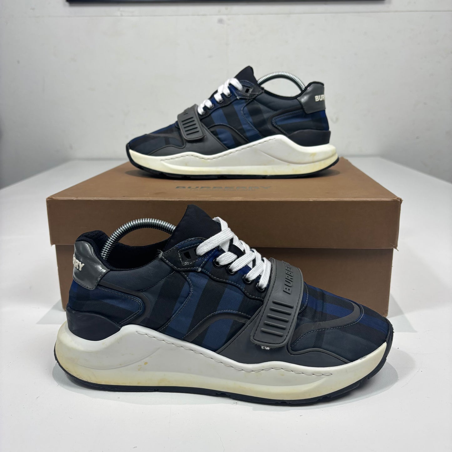 Burberry Royal Blue Checked Men’s Trainers
