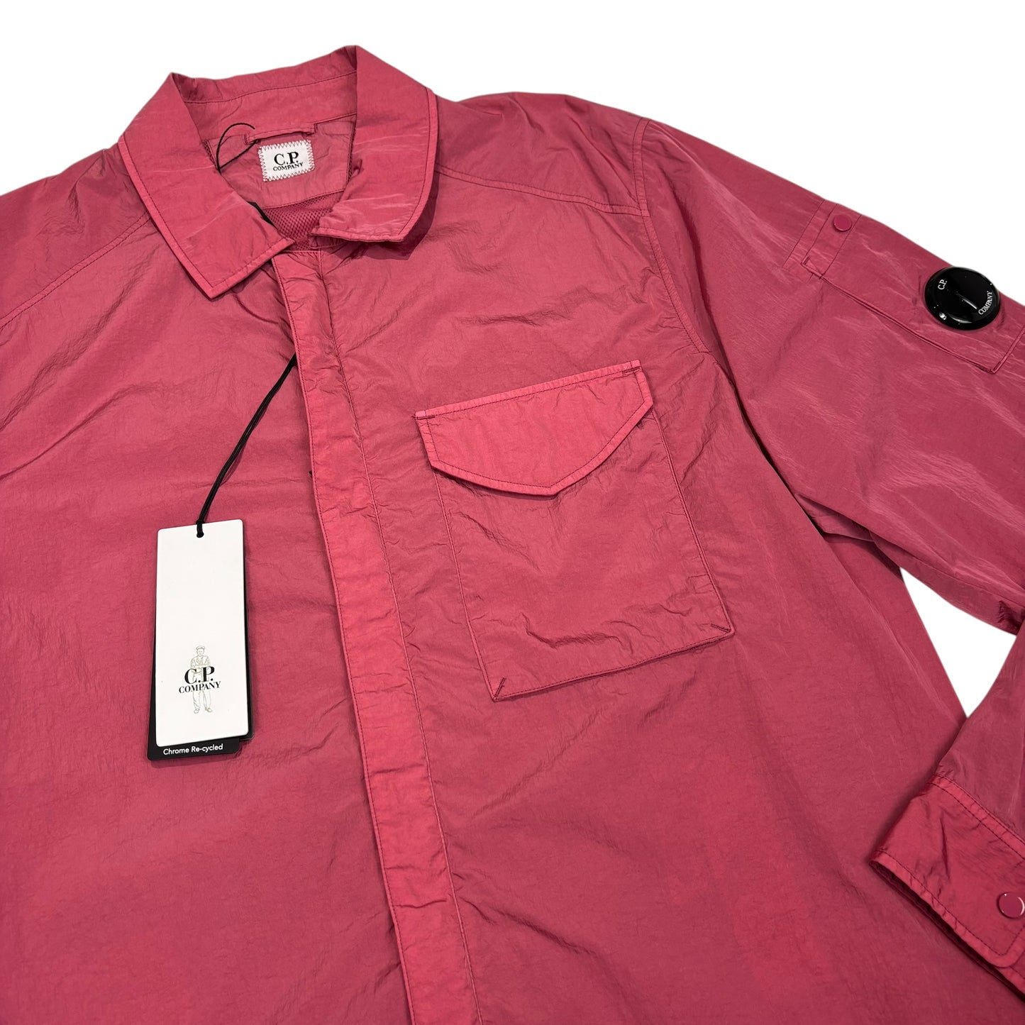 CP Company Pink Nylon Chrome-R Single Goggle Overshirt Jacket