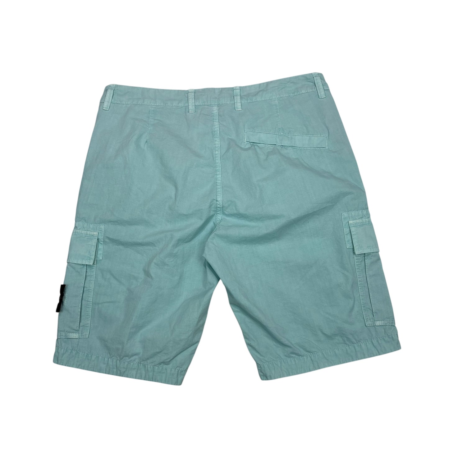 Stone Island Ice Blue Brushed Cotton Compass-Patch Cargo Shorts