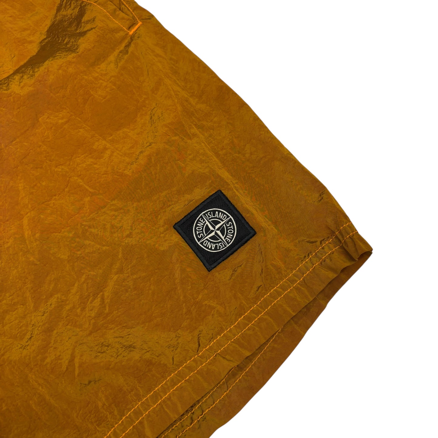 Stone Island Orange Nylon Metal Patch Logo Long Swim Shorts