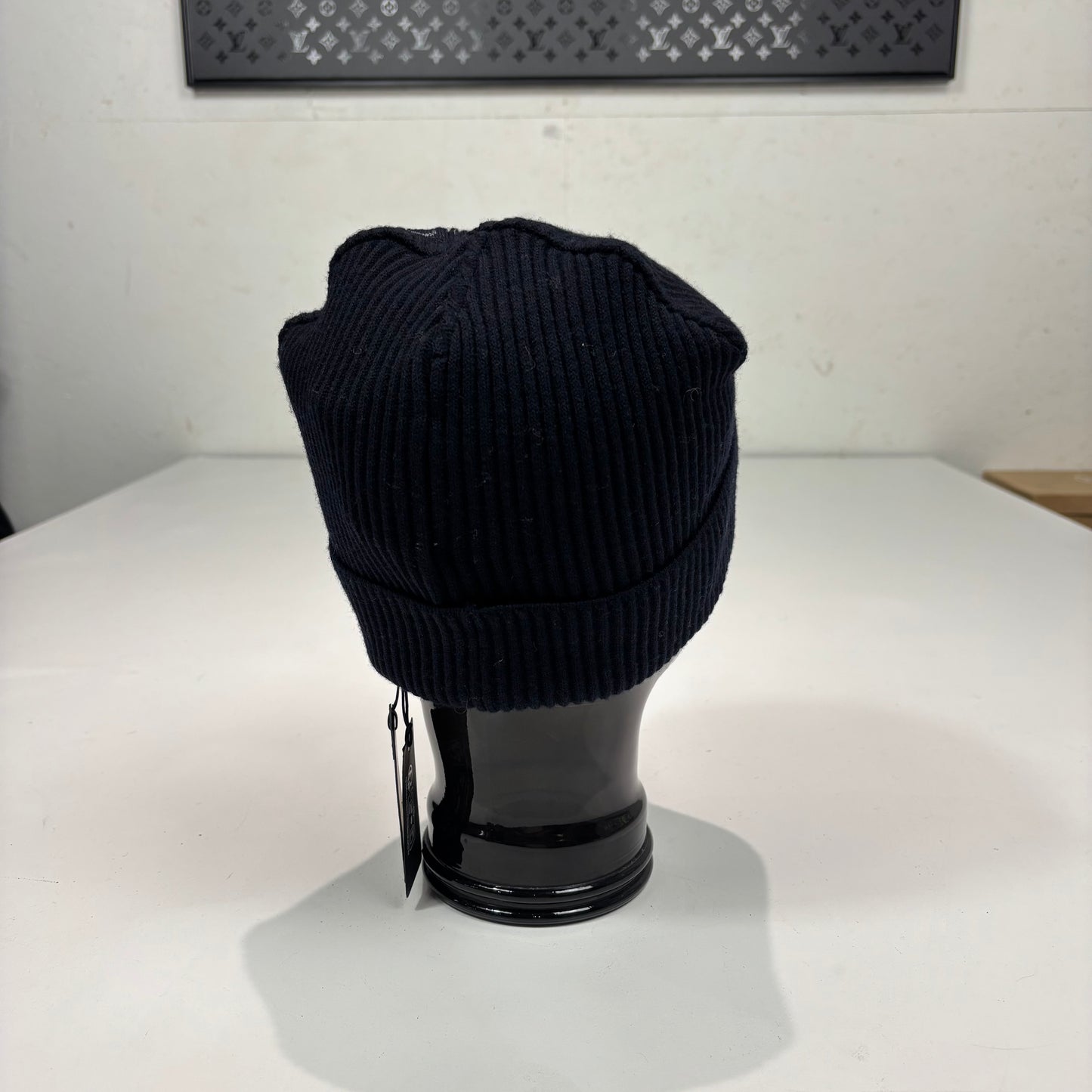 Stone Island Navy Blue Spell Out Logo Beanie