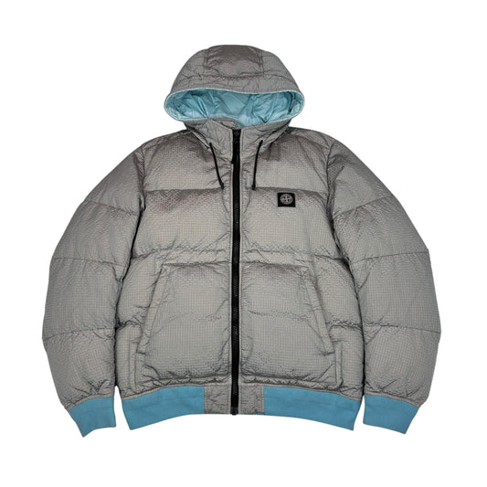 Stone Island Light Blue Poly Colour Frame Down-TC Patch Logo Puffer Jacket