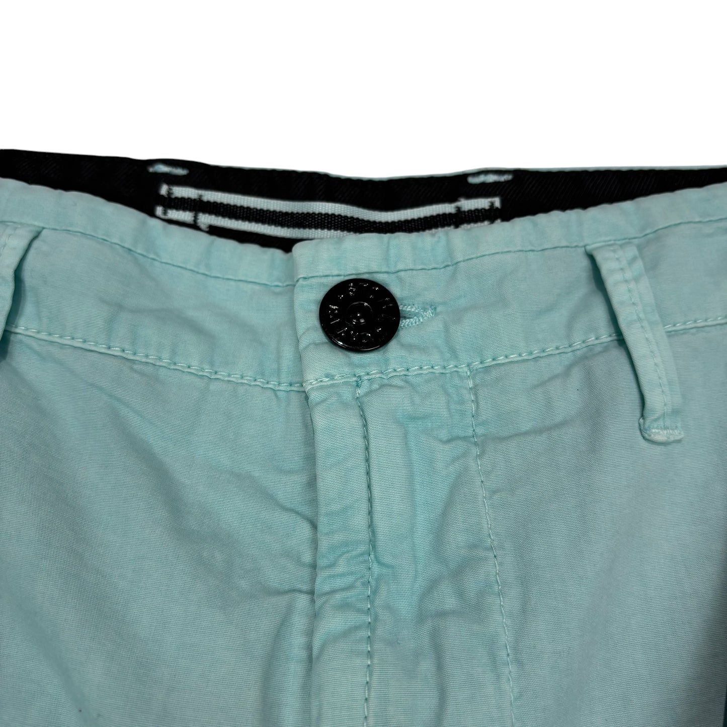 Stone Island Ice Blue Brushed Cotton Compass-Patch Cargo Shorts