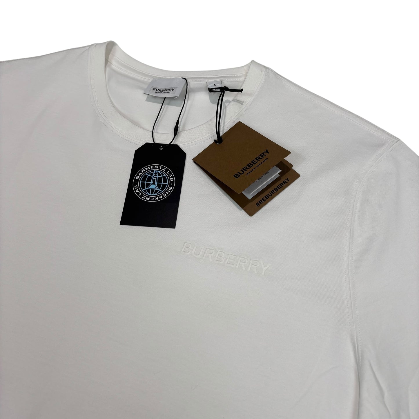 Burberry White Logo-Embroidery Tshirt