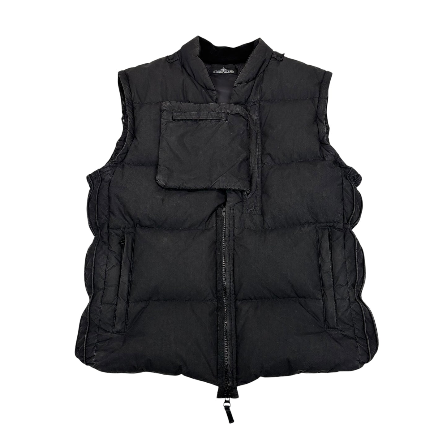 Stone Island Black Shadow Project Compass-Patch with Removable Arms Cotton Nylon Poplin Down Jacket