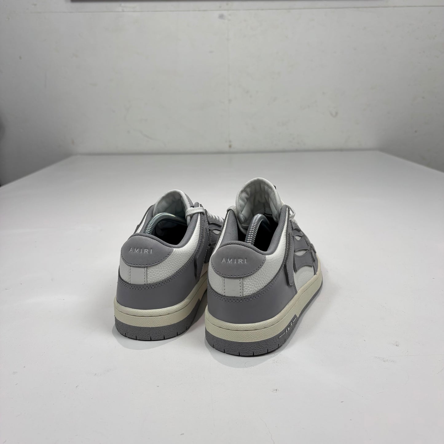 Amiri Light Grey and White Skeleton Top Low Trainers