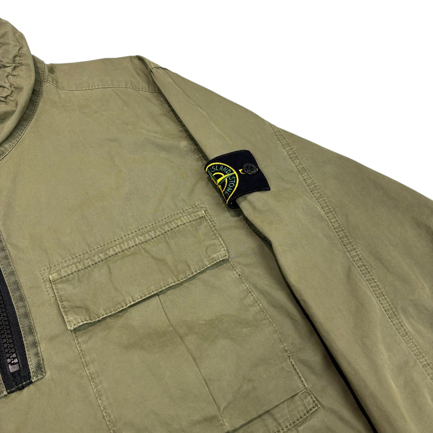 Stone Island Green Quarter Zip Compass-patch Pull Over Smock Jacket
