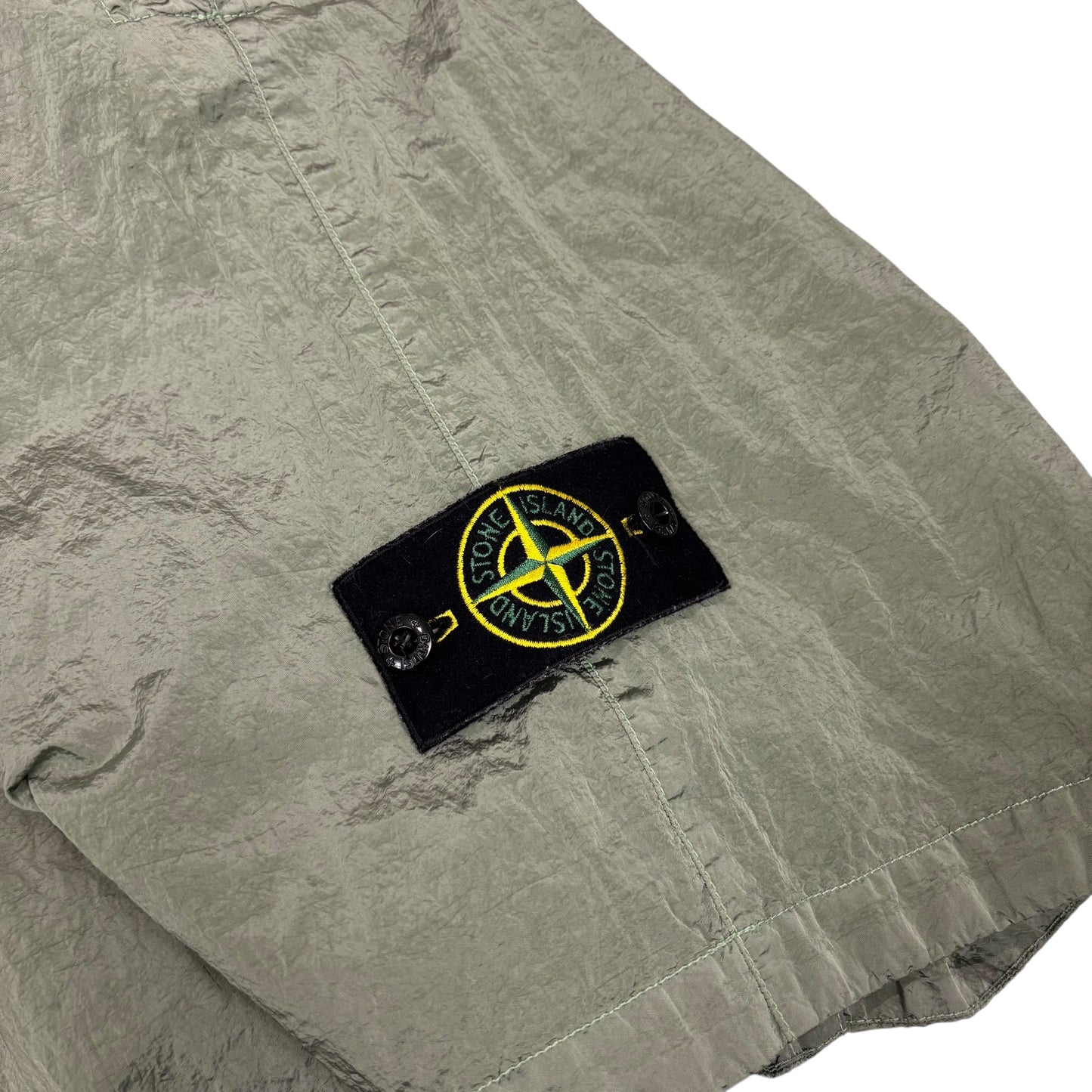 Stone Island Green Patch-Logo Nylon Metal in Econyl Regenerated Nylon Shorts