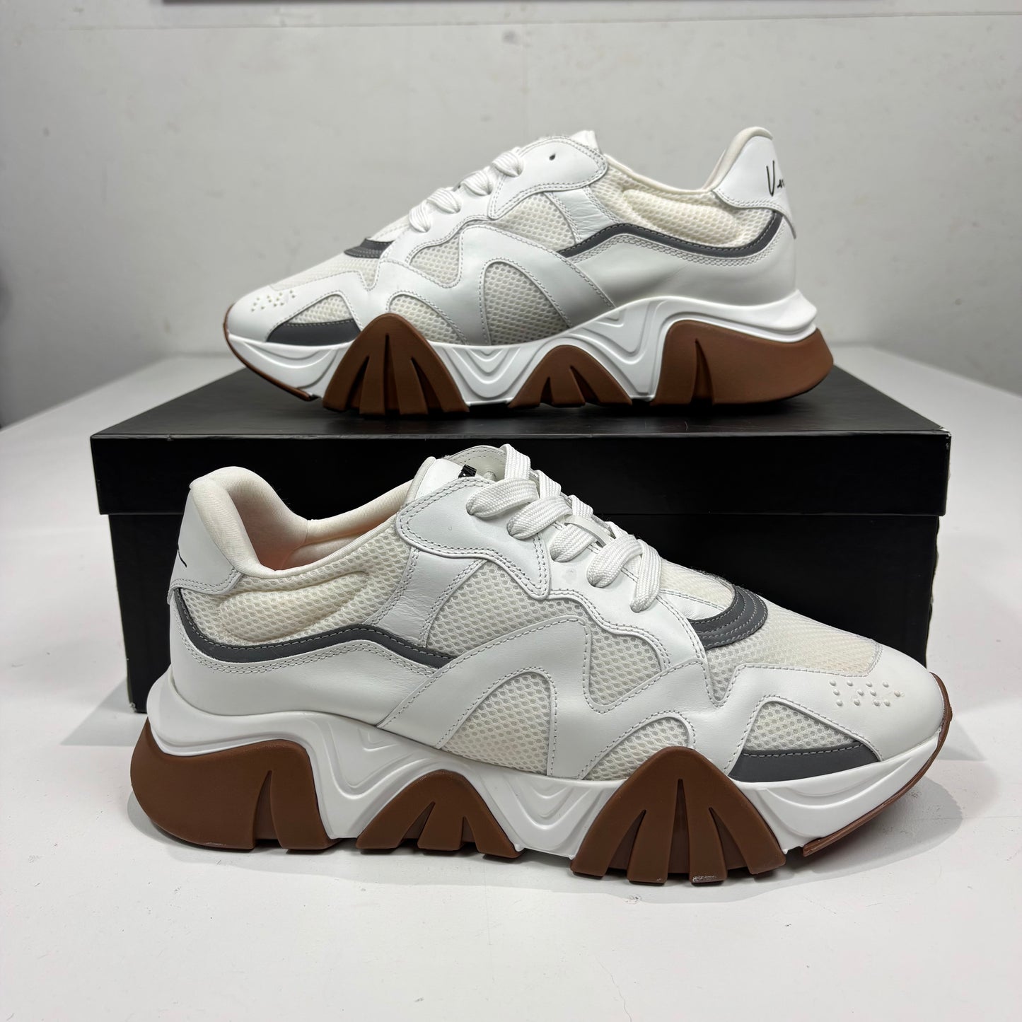 Versace White Leather with Netting Mensa Trainers