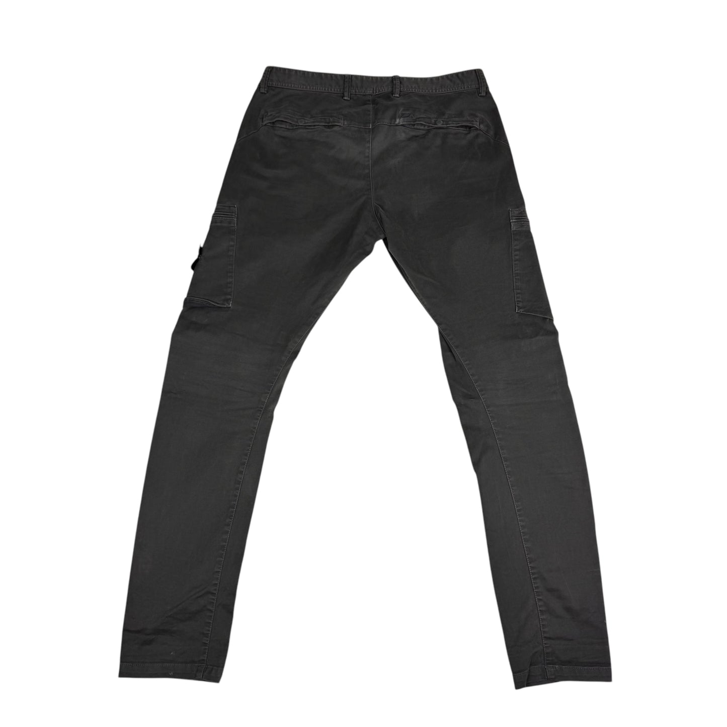 Stone Island Light Grey Zip Pocket Brushed Cotton Cargo Trousers
