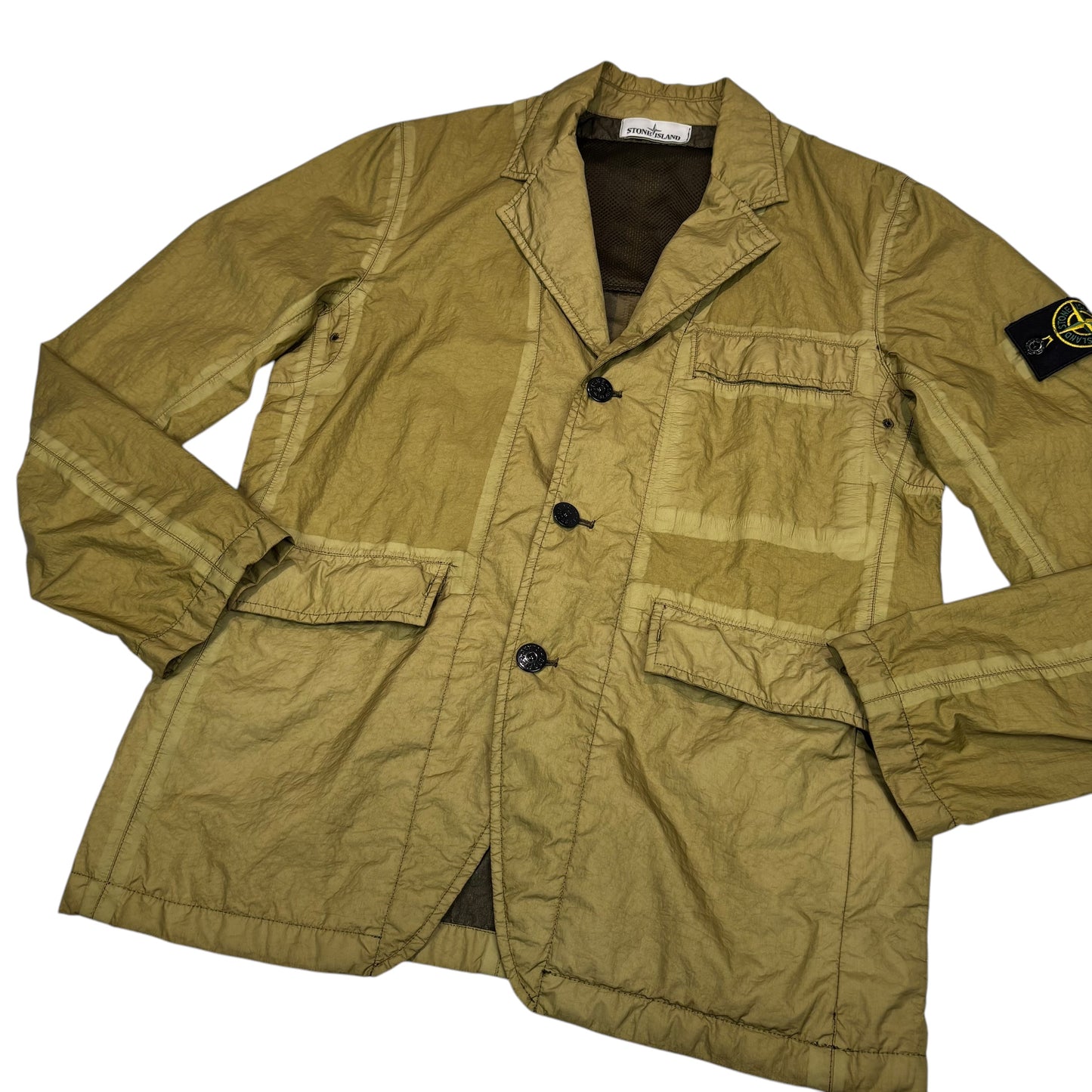 Stone Island Brown Button Up Membrana-TC Compass Patch Jacket