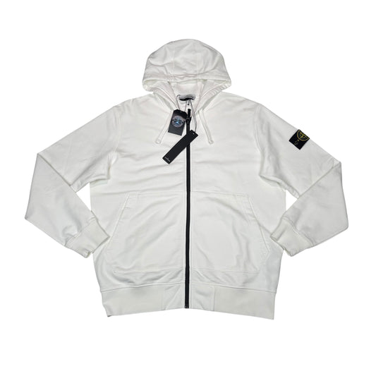Stone Island White Zip Up Compass Patch Jacket