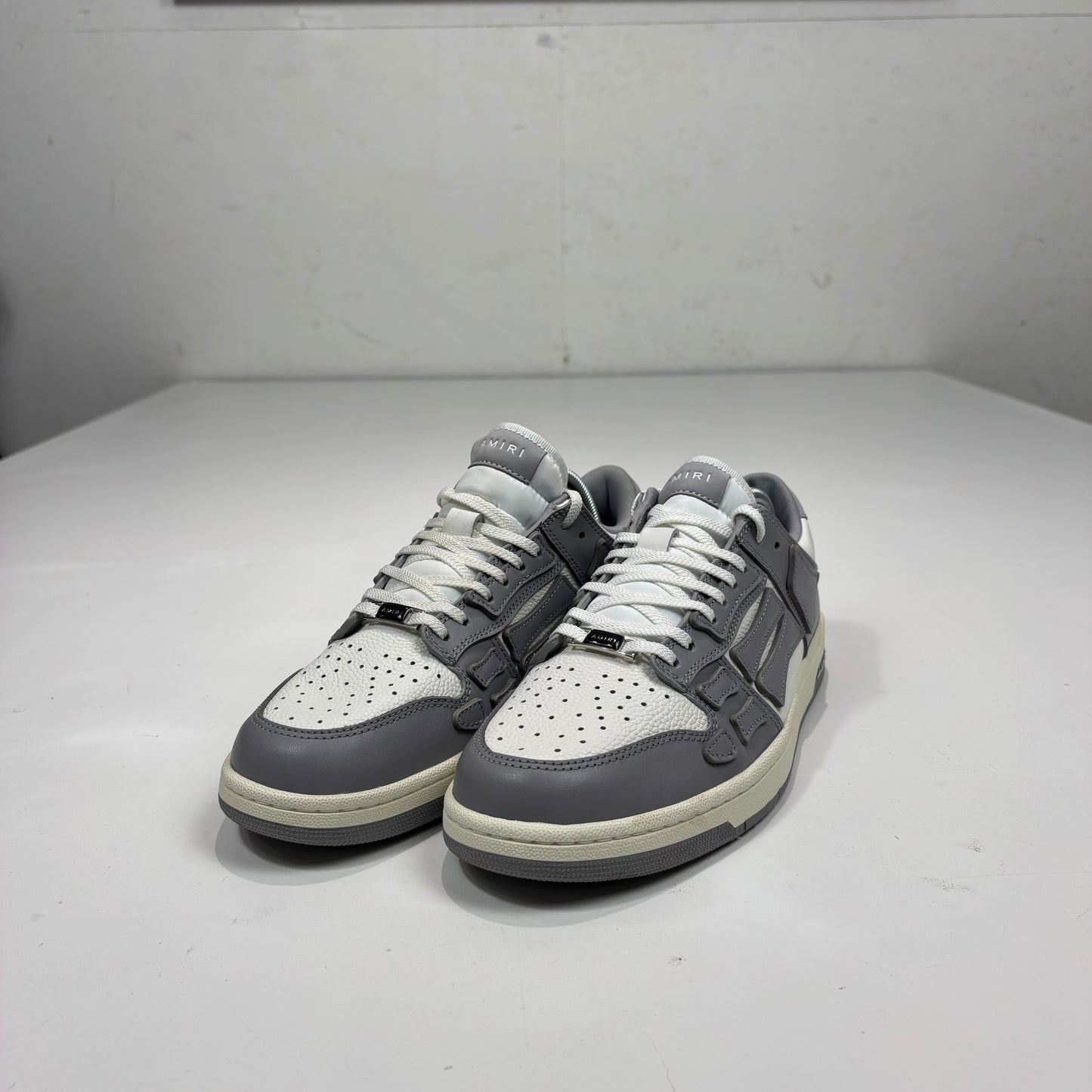 Amiri Light Grey and White Skeleton Top Low Trainers