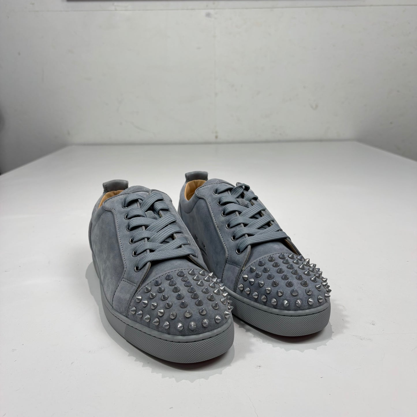 Christian Louboutin Grey Suede Spiked Trainers