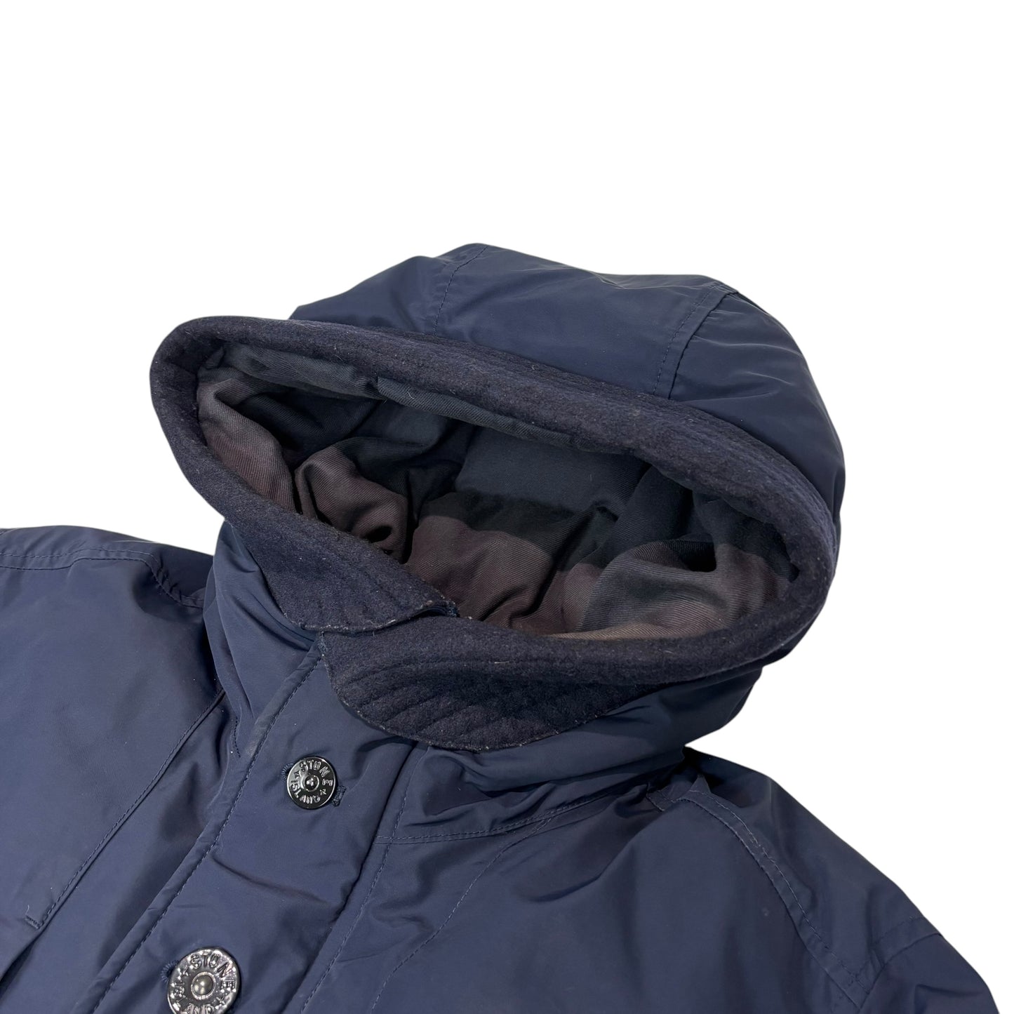 Stone Island Navy Blue Micro Reps Down Long Line Puffer Coat