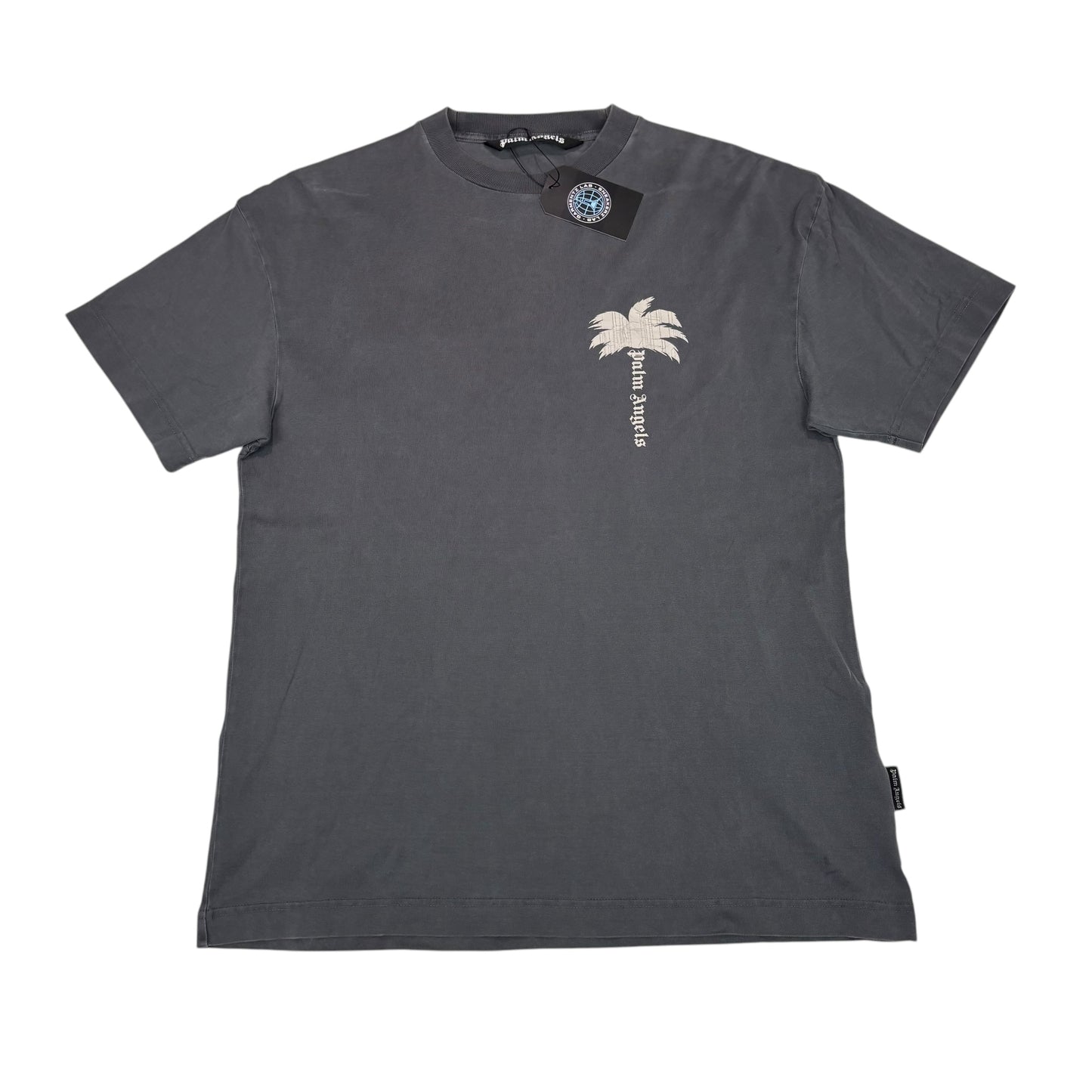 Palm Angels Grey Palm Tree Ligo Print Tshirt