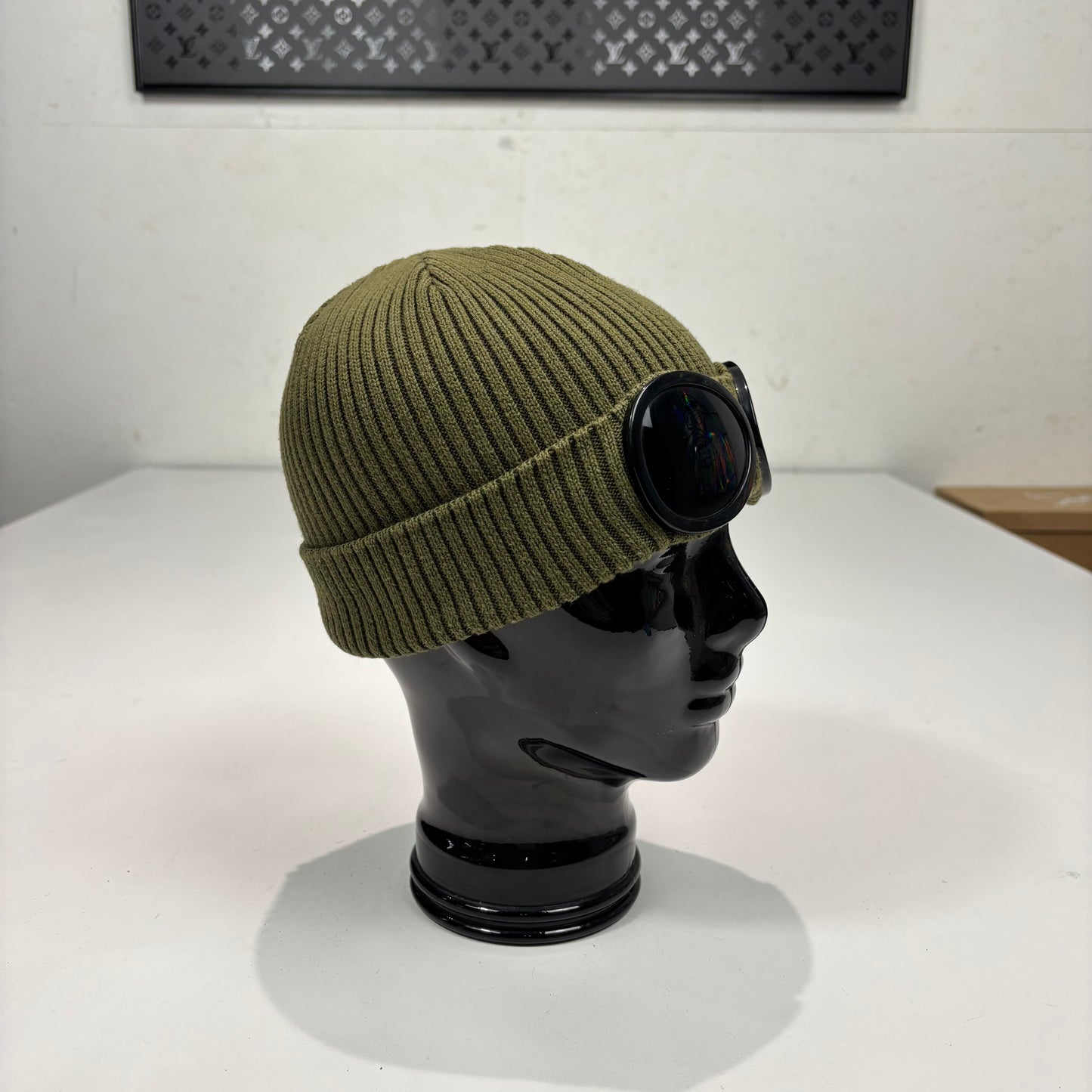 CP Company Green Double Goggle lightweight Cotton Beanie
