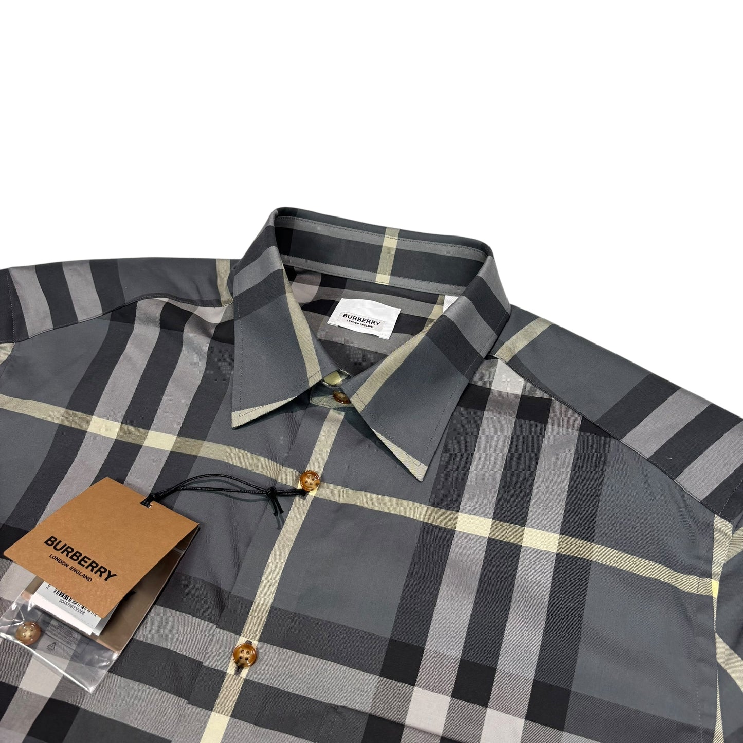 Burberry Grey Checked Button Up Shirt