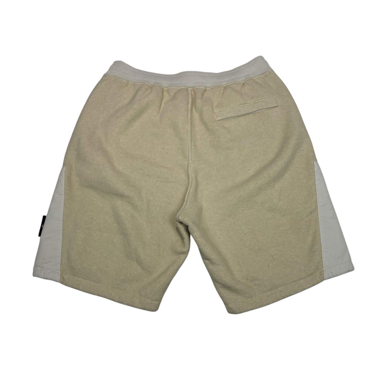 Stone Island Lime Green Cotton Fleece Compass-Patch Heavyweight Shorts