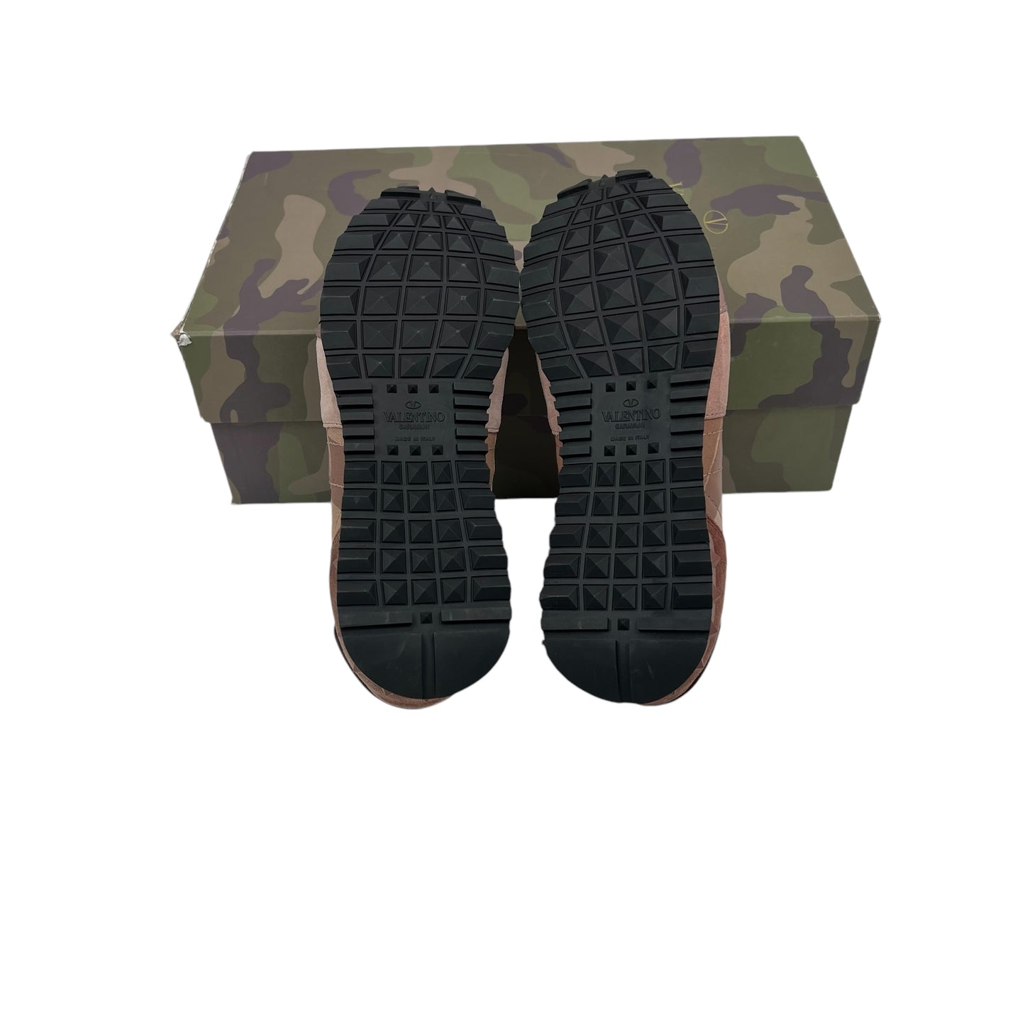 Valentino Pink Camouflage Rockrunner Suede Trainers