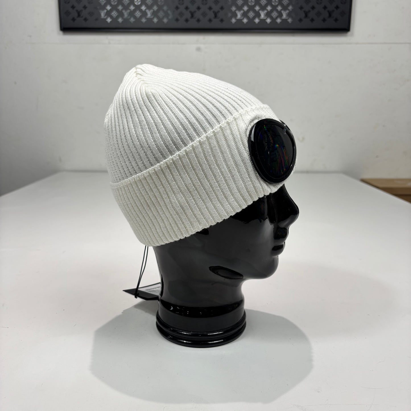 CP Company White Double Goggle lightweight Cotton Beanie