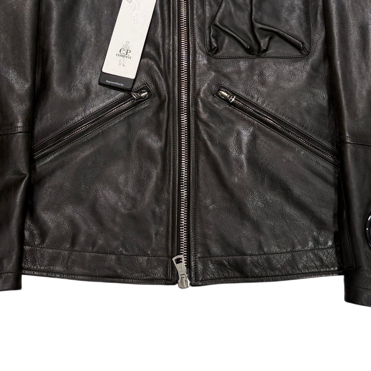 Cp Company Leather Millie Black Hooded Jacket