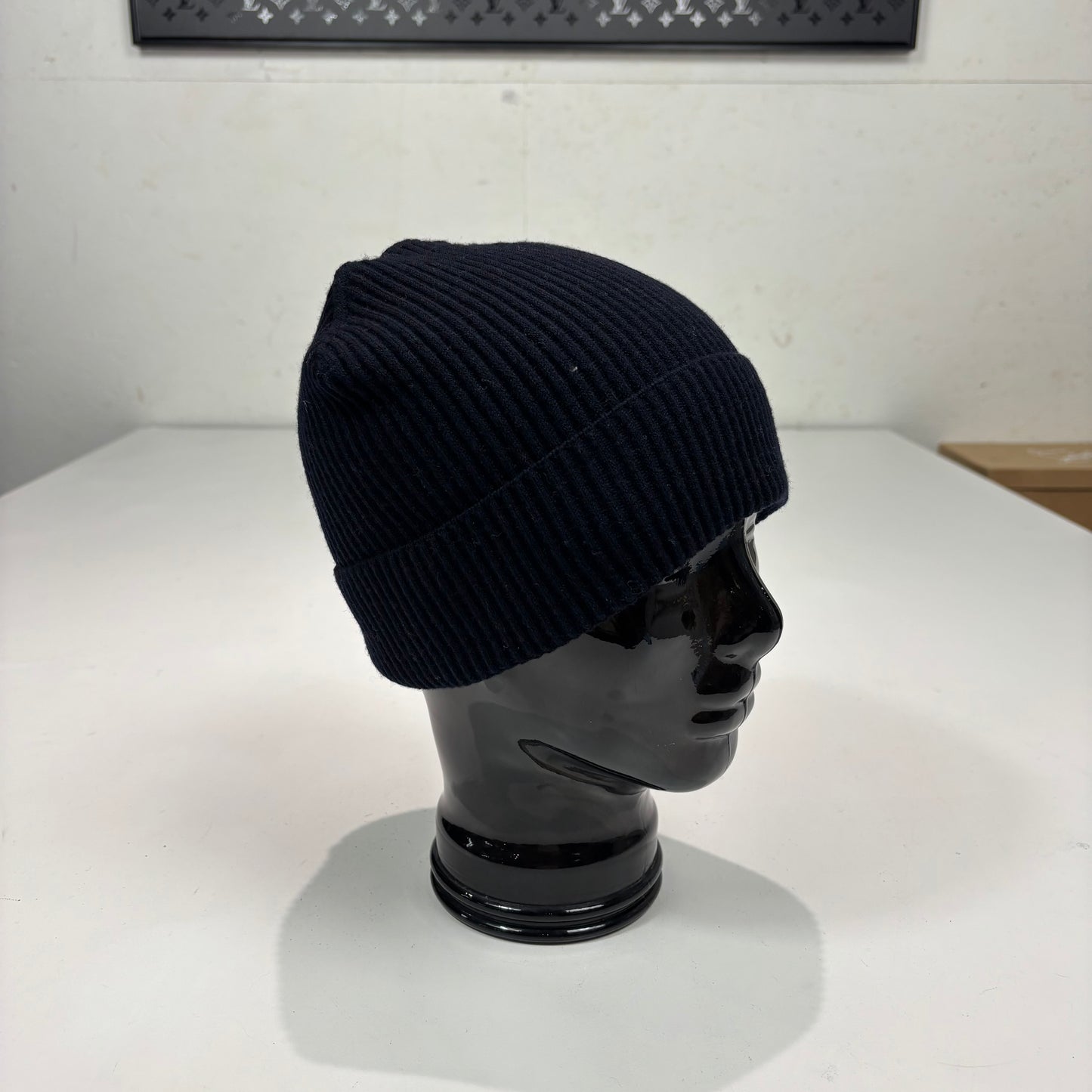 Stone Island Navy Blue Spell Out Logo Beanie