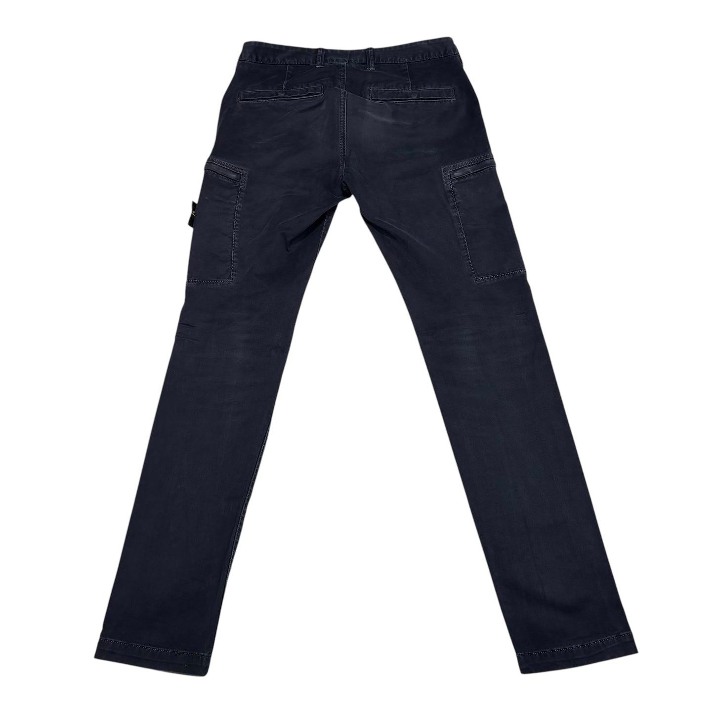 Stone Island Navy Blue Zip-Pockets Brushed Cotton Cargo Trousers