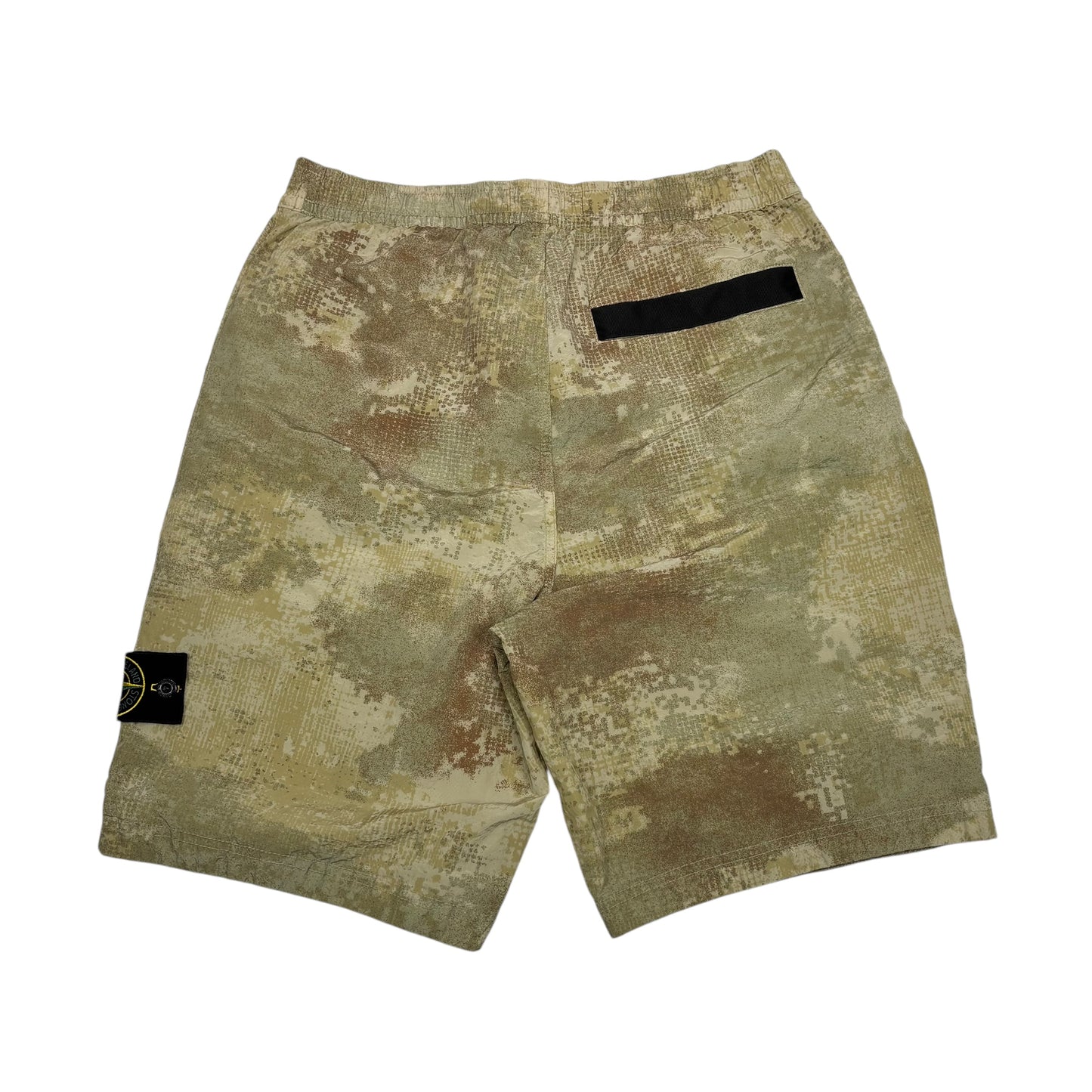 Stone Island Tan Dissolving Grid Camo Compass-Patch Shorts