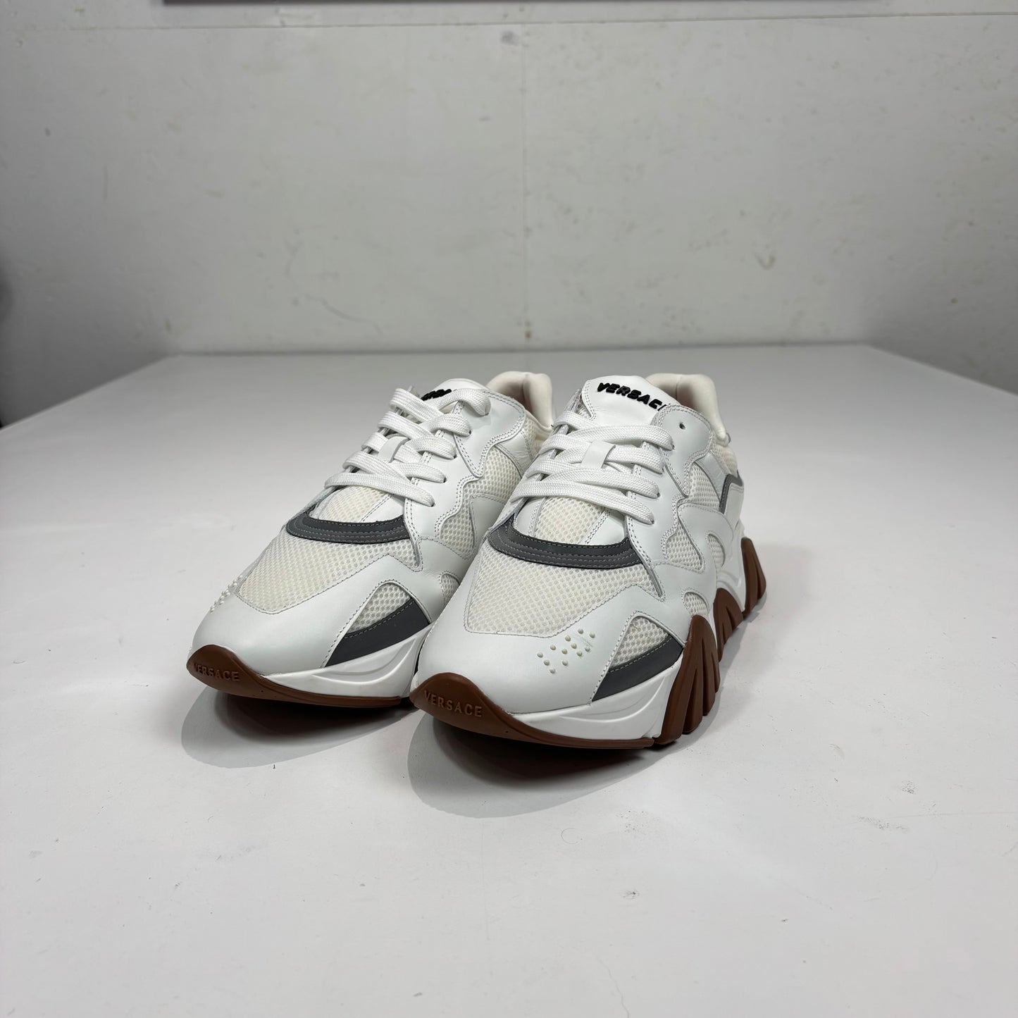 Versace White Leather with Netting Mensa Trainers