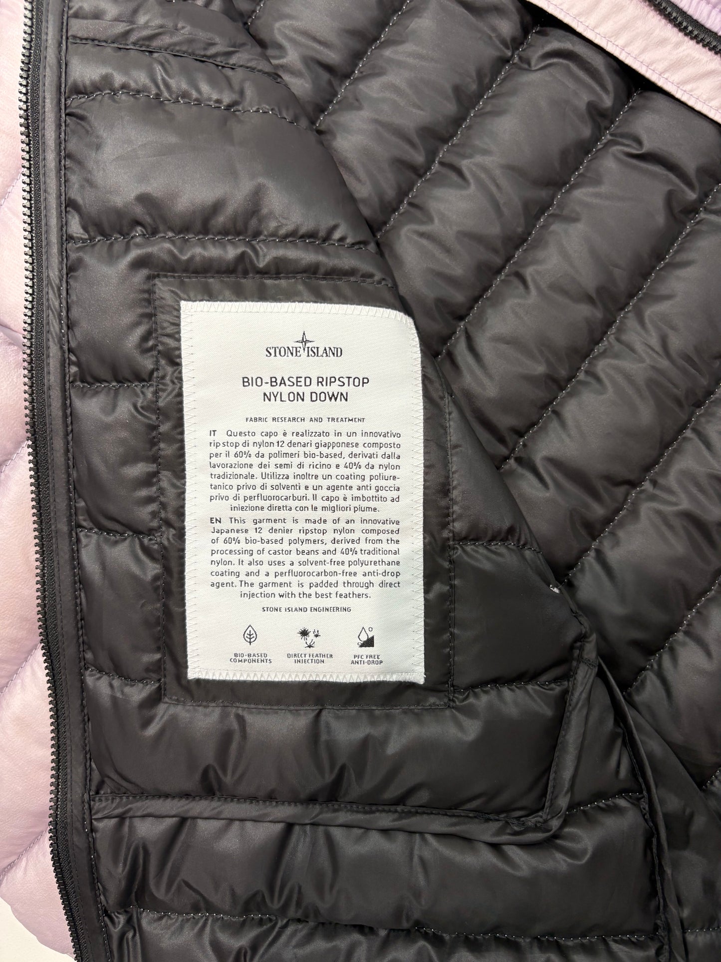Stone island bio-Based ripstop nylon down coat