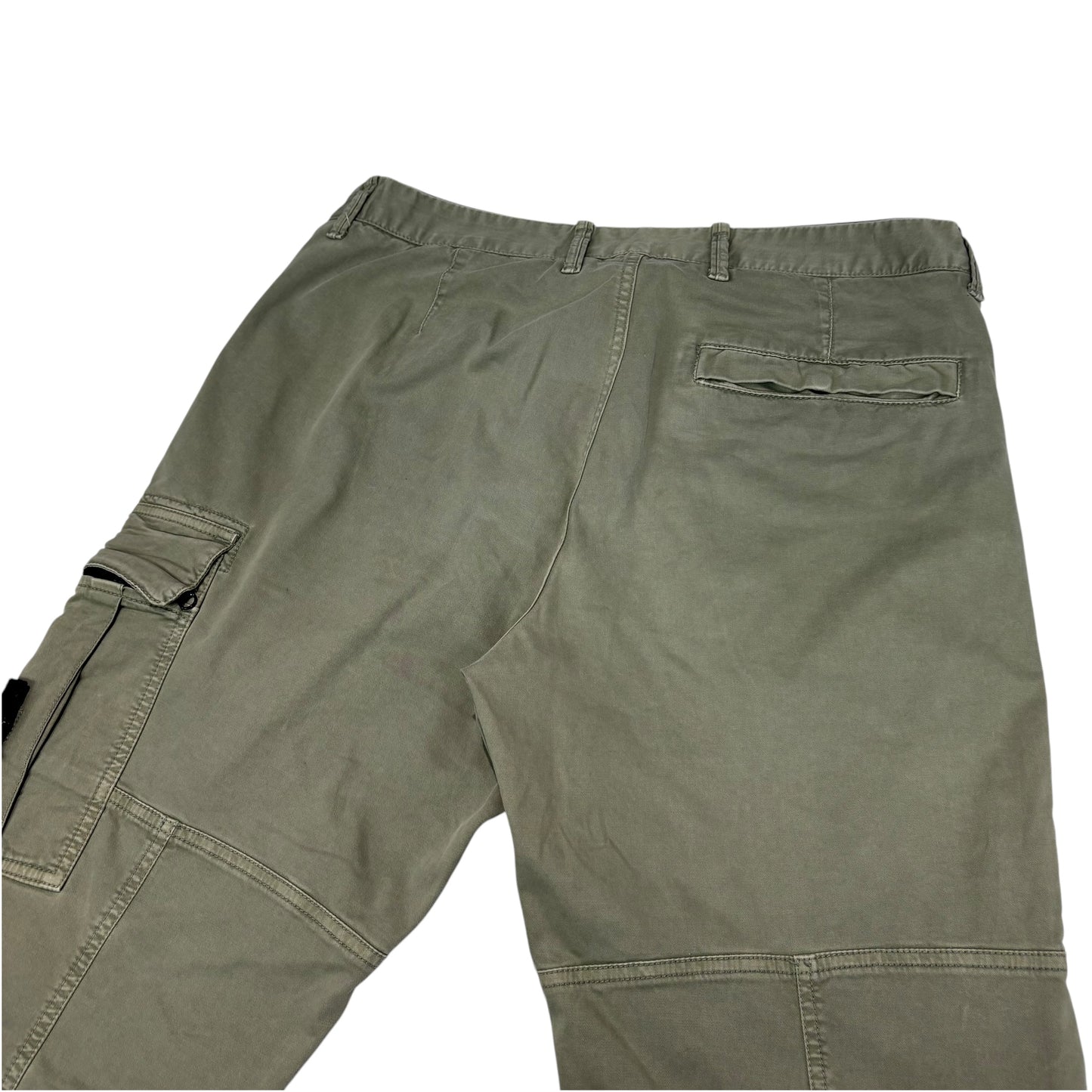 Stone Island Beige Zip-Pockets Brushed Cotton Compass-Patch Cargo Trousers