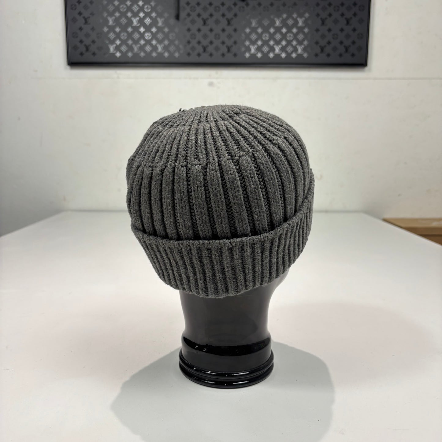 Stone Island Grey Patch Logo Cotton Beanie