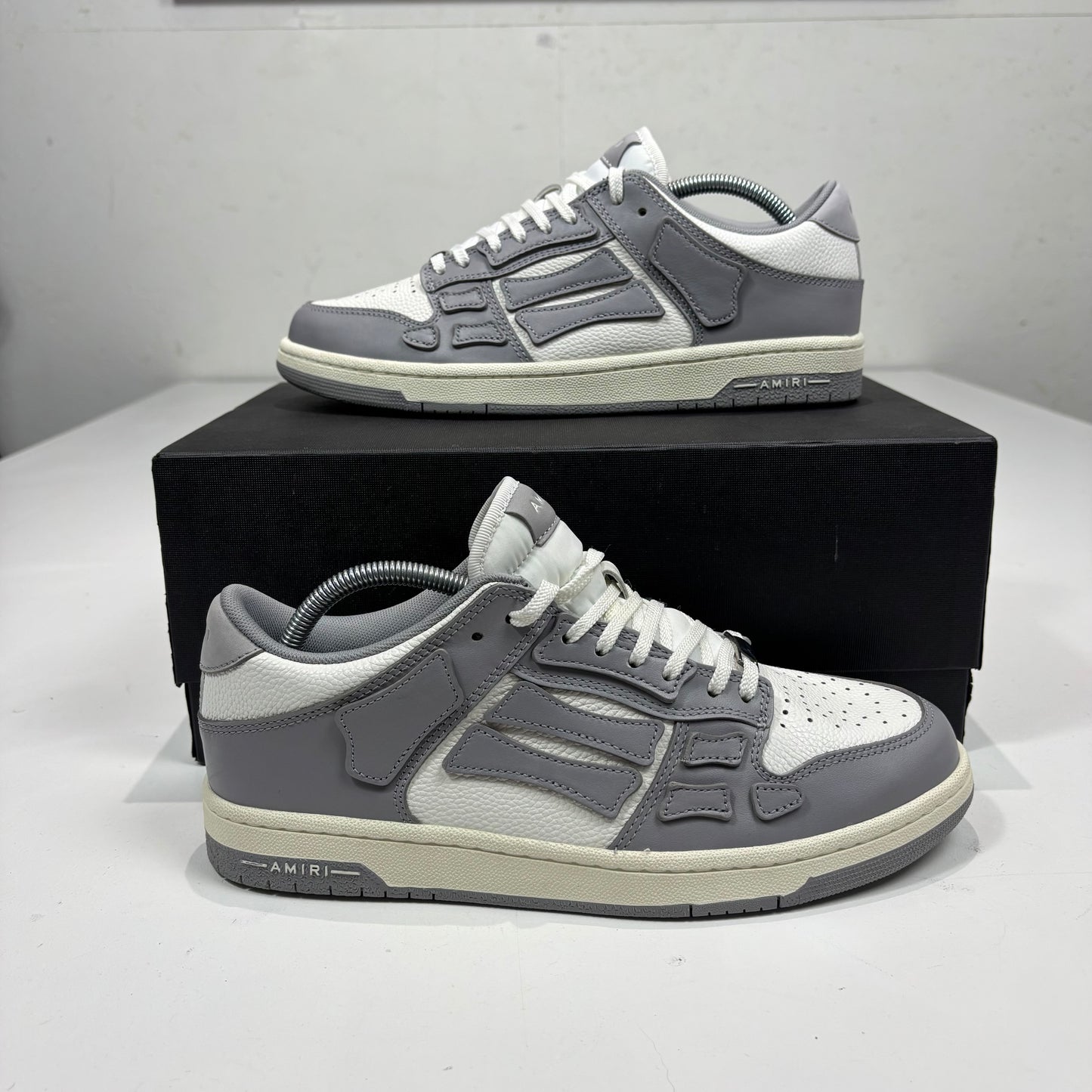Amiri Light Grey and White Skeleton Top Low Trainers