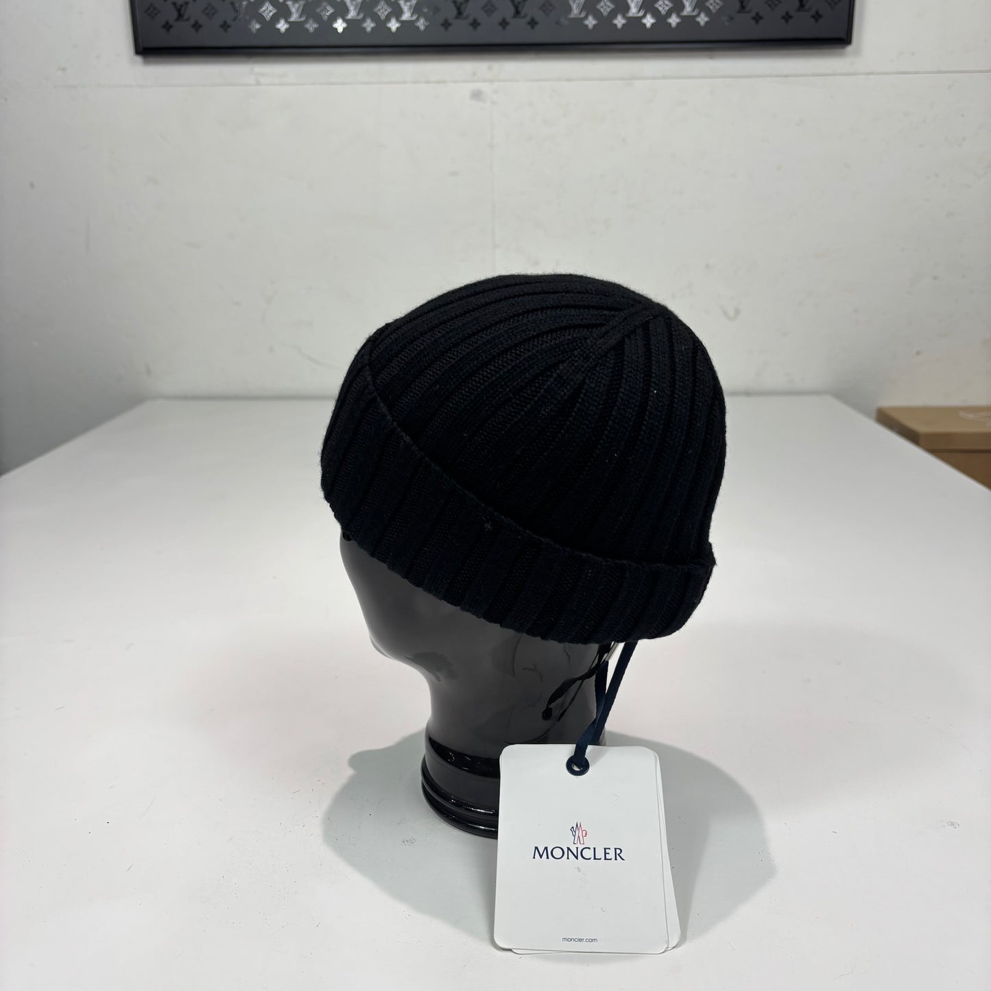 Moncler Black Cotton Berretto Tricot Classic Patch Beanie