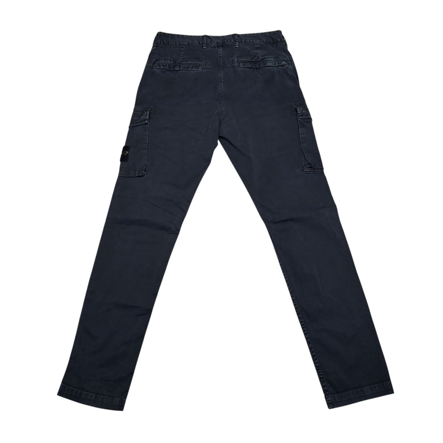 Stone Island Navy Blue Brushed Cotton Compass-Patch Button Pocket Cargo Trousers