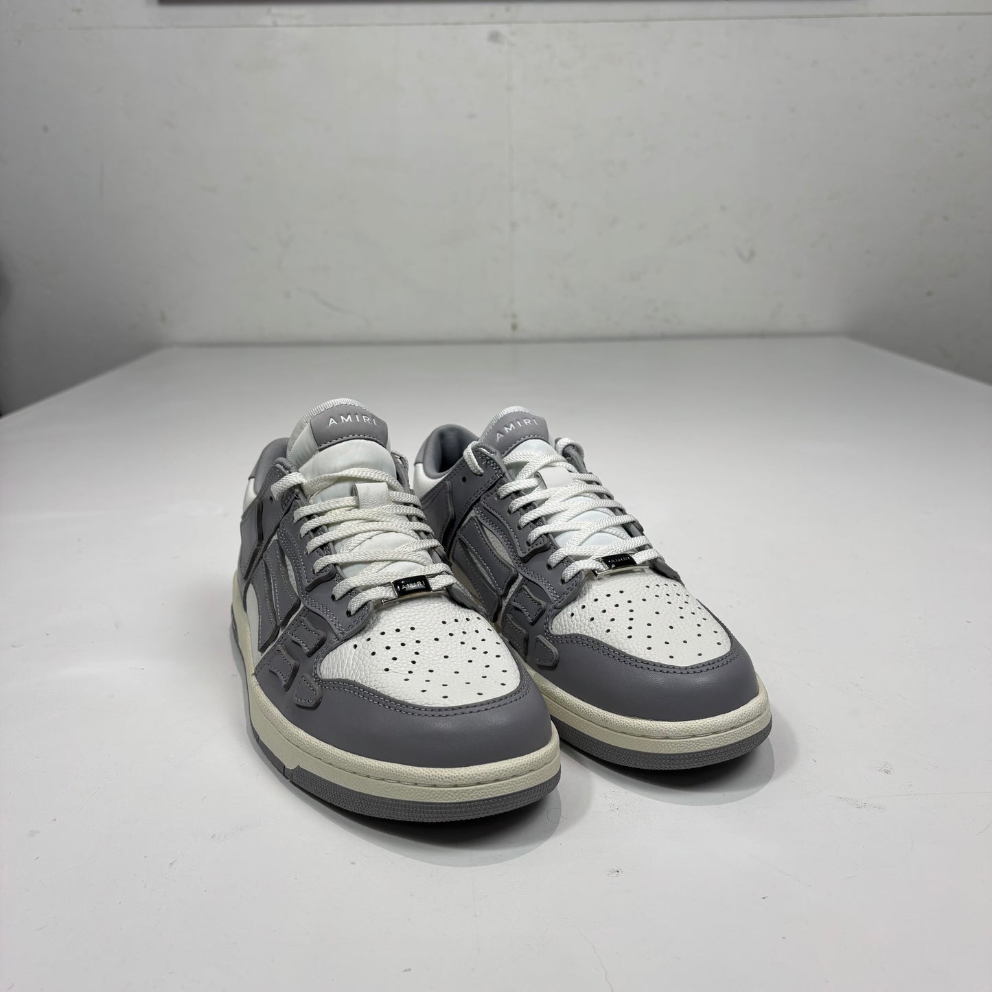 Amiri Light Grey and White Skeleton Top Low Trainers