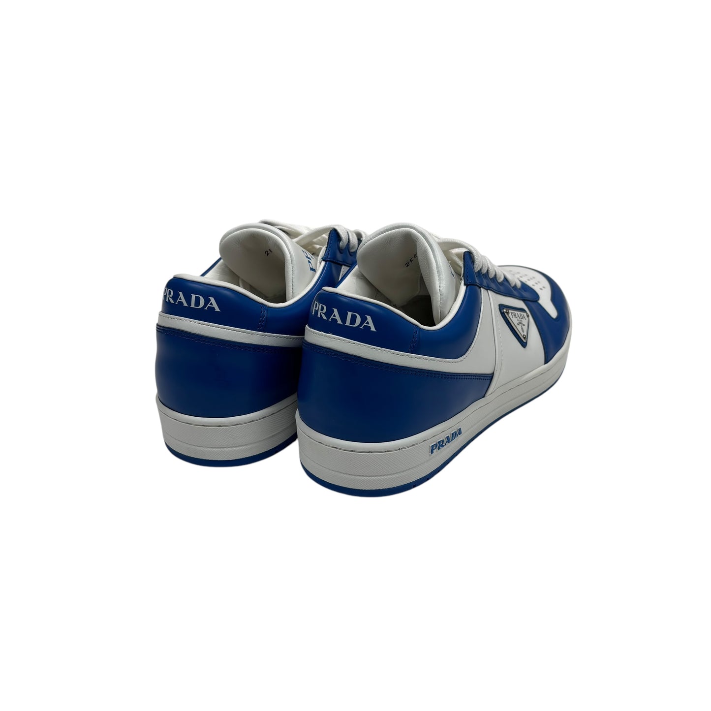 Prada Blue Metal Patch Logo Low Trainers