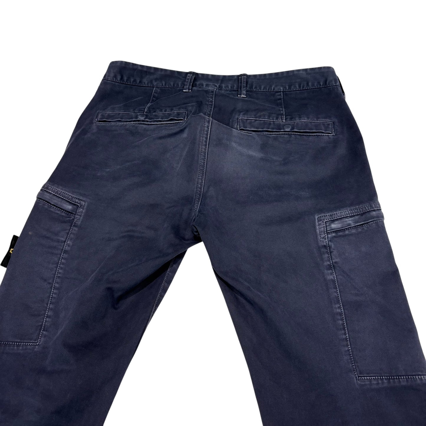 Stone Island Navy Blue Zip-Pockets Brushed Cotton Cargo Trousers