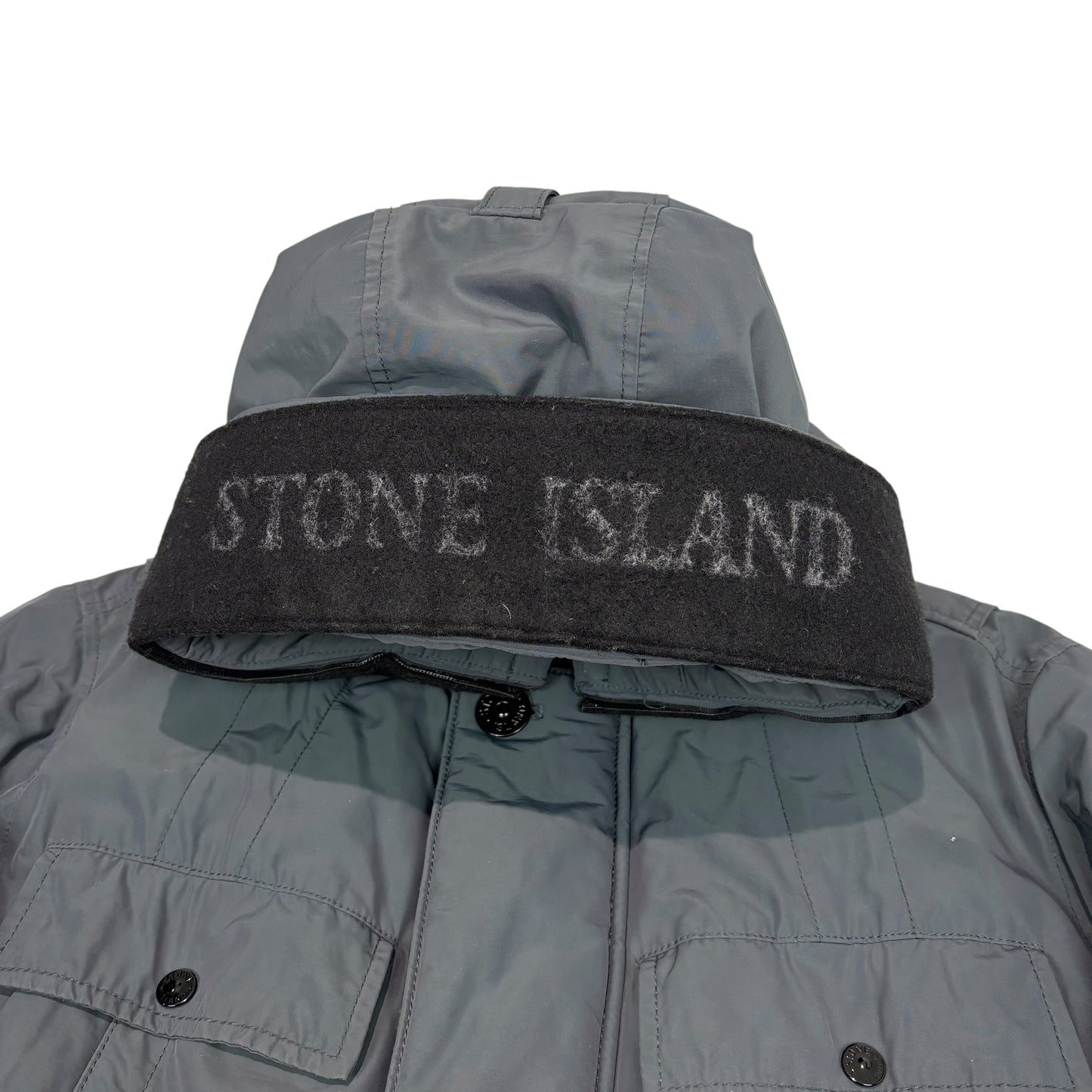 Stone Island Stone Grey Micro Reps with Primaloft Insulation Technology Hood Spell Put Jacket