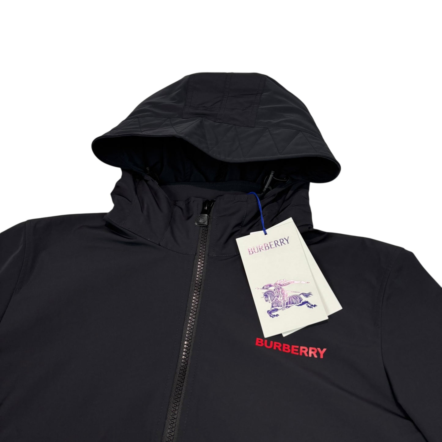 Burberry Black with Red Printed Spell-Out Logo Jacket