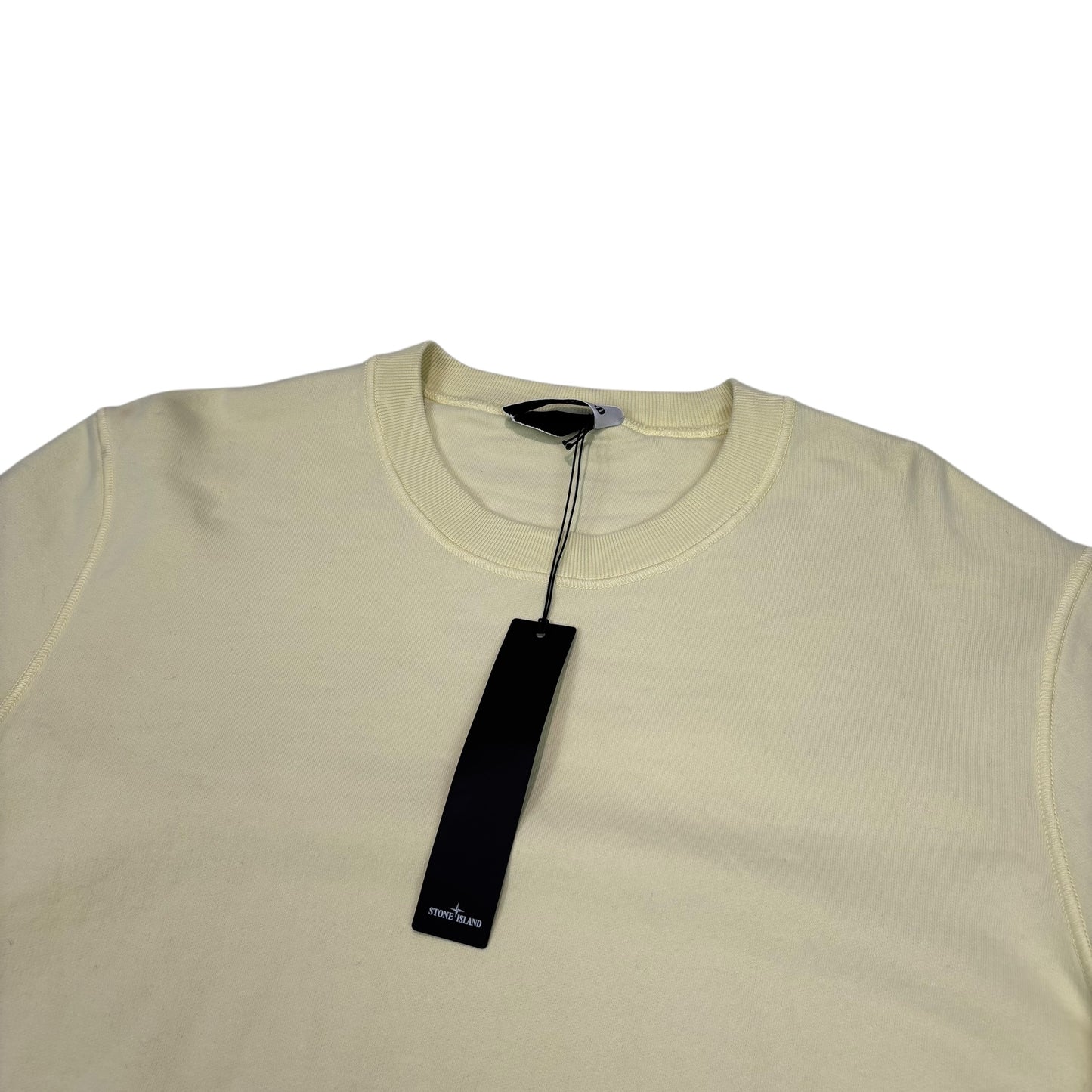 Stone Island Butter Yellow Compass-Patch Crew Neck Cotton Jumper