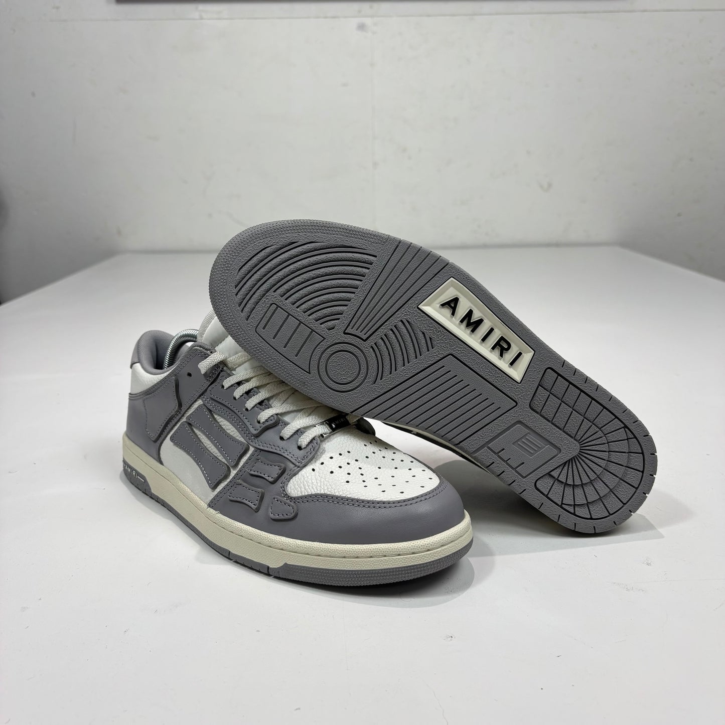 Amiri Light Grey and White Skeleton Top Low Trainers