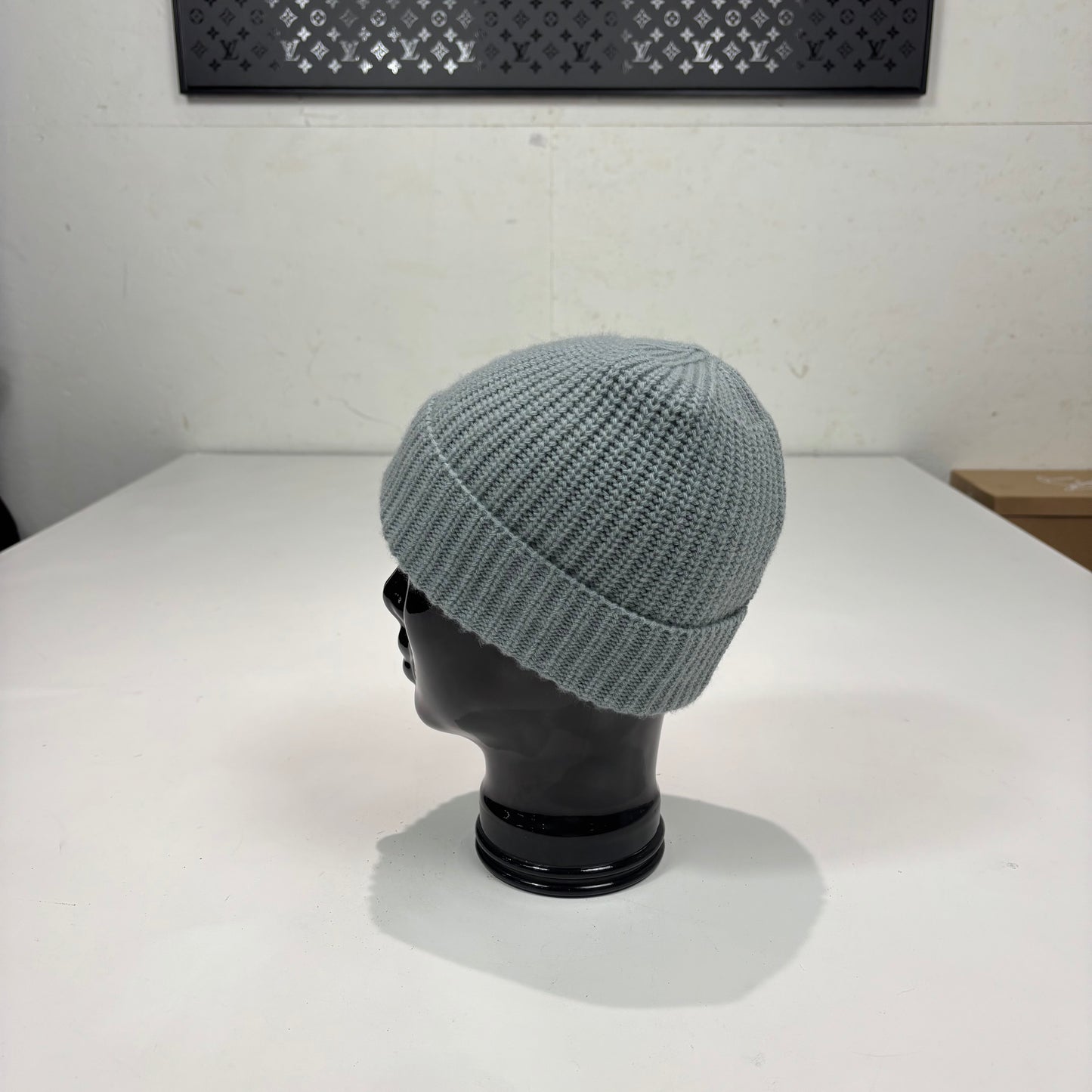 Stone Island Grey Patch Logo Cotton Beanie
