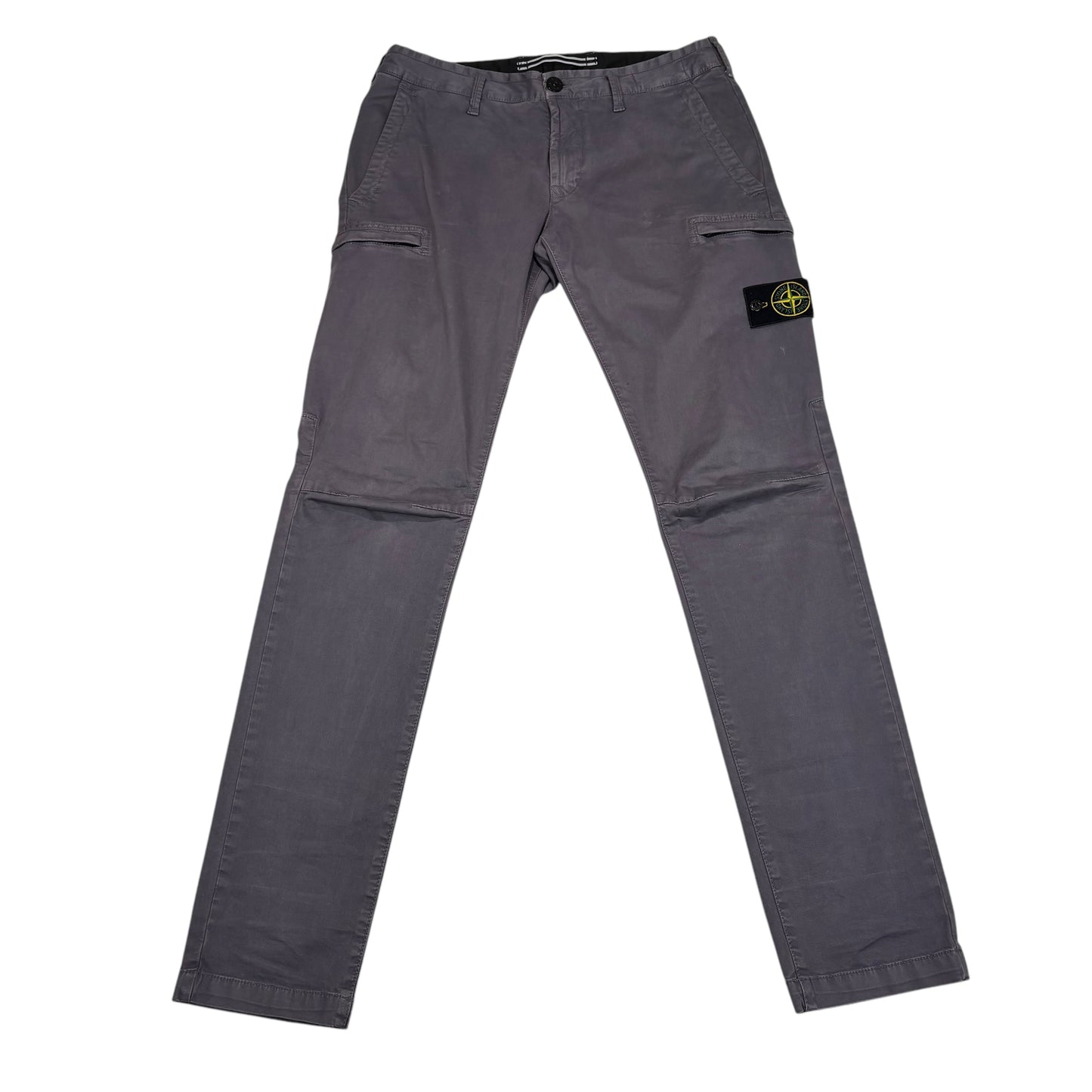 Stone Island Stone Grey Zip-Pocket Brushed Cotton Cargo Trousers